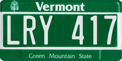 VT license plate LRY417