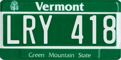 VT license plate LRY418