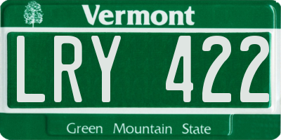 VT license plate LRY422