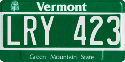 VT license plate LRY423