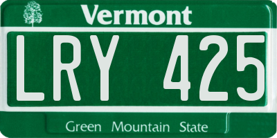 VT license plate LRY425
