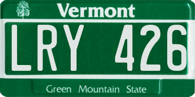 VT license plate LRY426