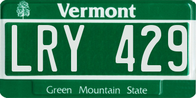 VT license plate LRY429