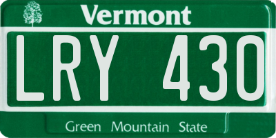 VT license plate LRY430