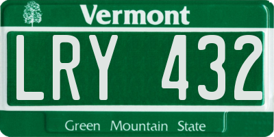 VT license plate LRY432