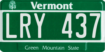 VT license plate LRY437