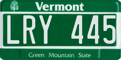 VT license plate LRY445