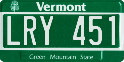 VT license plate LRY451