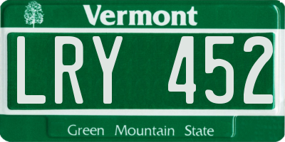 VT license plate LRY452
