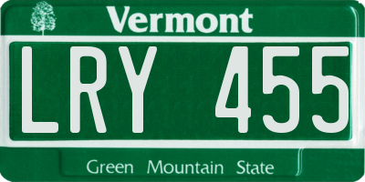VT license plate LRY455