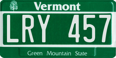 VT license plate LRY457