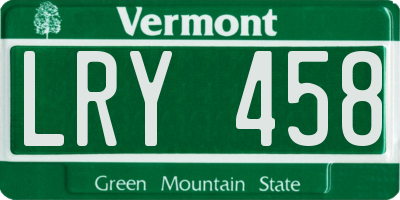 VT license plate LRY458