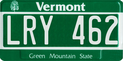 VT license plate LRY462