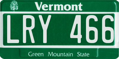 VT license plate LRY466