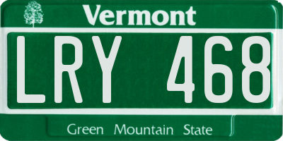 VT license plate LRY468