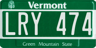 VT license plate LRY474