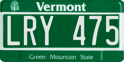 VT license plate LRY475