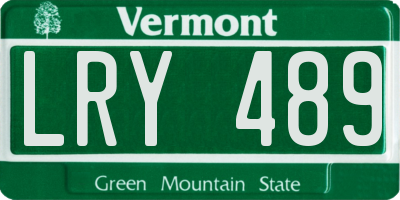 VT license plate LRY489