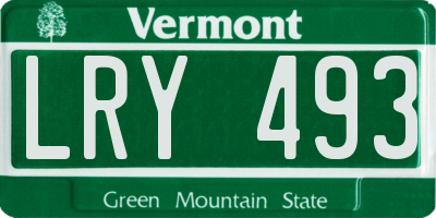 VT license plate LRY493