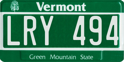 VT license plate LRY494
