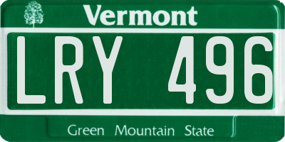 VT license plate LRY496