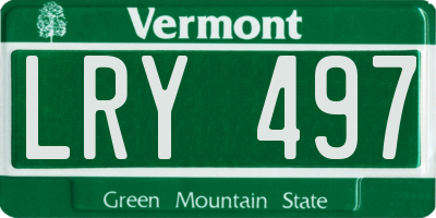 VT license plate LRY497