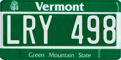 VT license plate LRY498