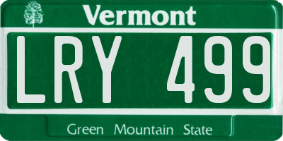 VT license plate LRY499