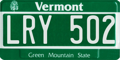 VT license plate LRY502
