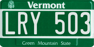 VT license plate LRY503