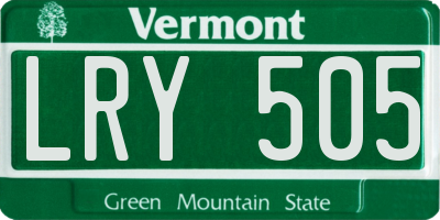 VT license plate LRY505