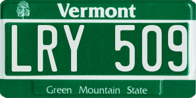 VT license plate LRY509