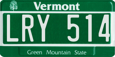 VT license plate LRY514