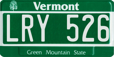 VT license plate LRY526