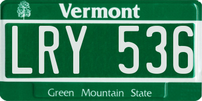VT license plate LRY536