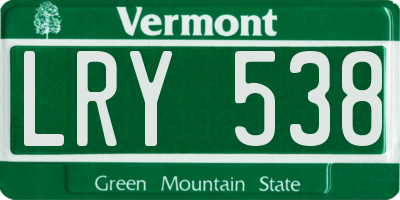VT license plate LRY538