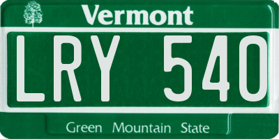 VT license plate LRY540