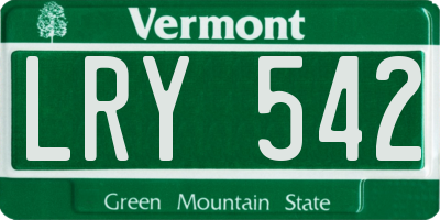 VT license plate LRY542