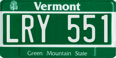 VT license plate LRY551