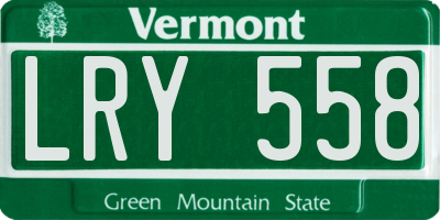 VT license plate LRY558