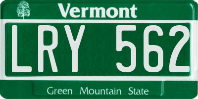 VT license plate LRY562