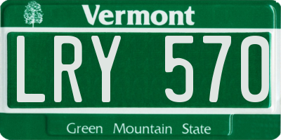VT license plate LRY570
