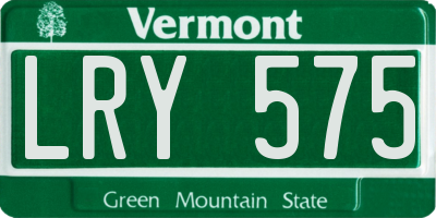 VT license plate LRY575