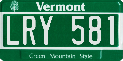 VT license plate LRY581
