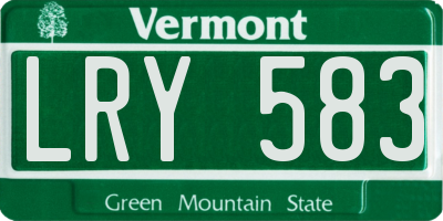 VT license plate LRY583