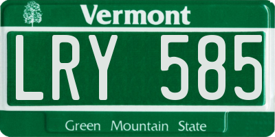 VT license plate LRY585