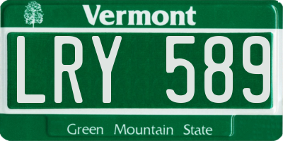 VT license plate LRY589