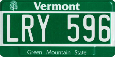 VT license plate LRY596