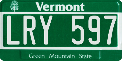 VT license plate LRY597