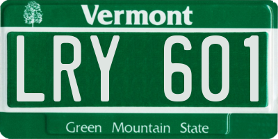 VT license plate LRY601